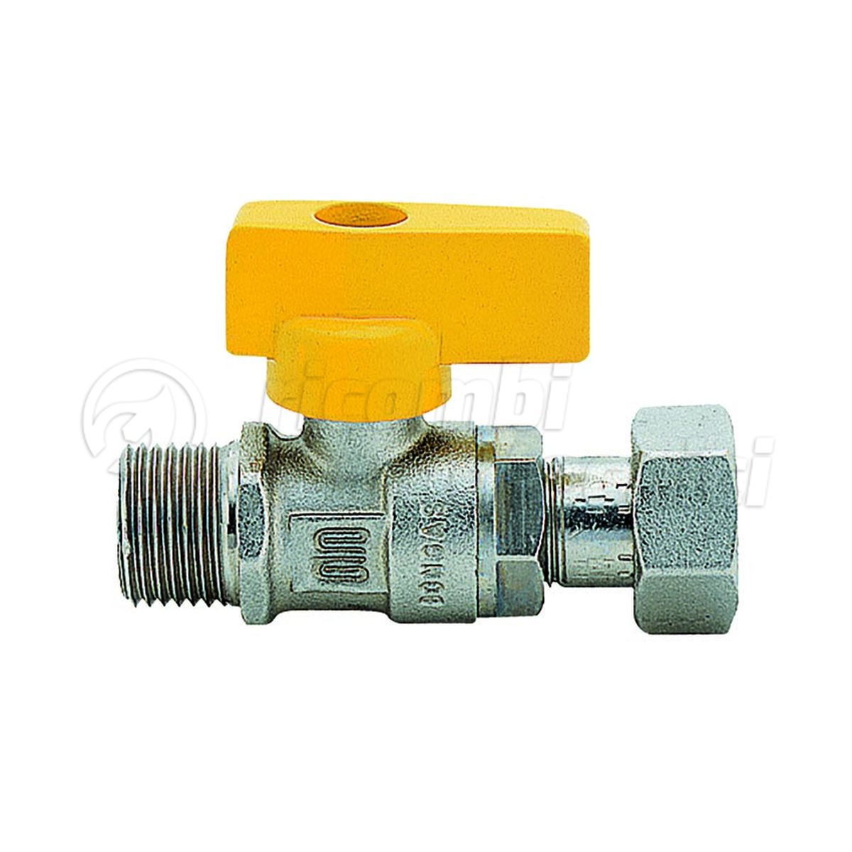 RUBINETTO A SFERA CON GIRELLO PER GAS 1/2'' M X 3/4 F 