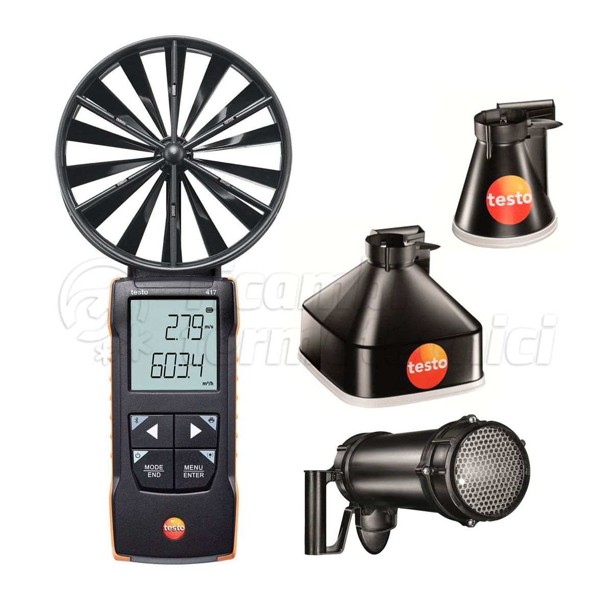 TESTO 417 KIT 2 - ANEMOMETRO A ELICA CON CONI DI MISURA E RADDRIZZATORE DI FLUSSO