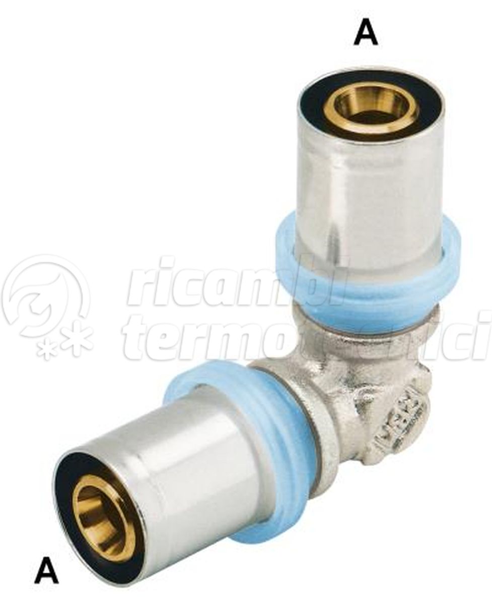 RACCORDO A PRESSARE PER TUBO MULTISTRATO AD ANGOLO INTERMEDIO 40X3,5