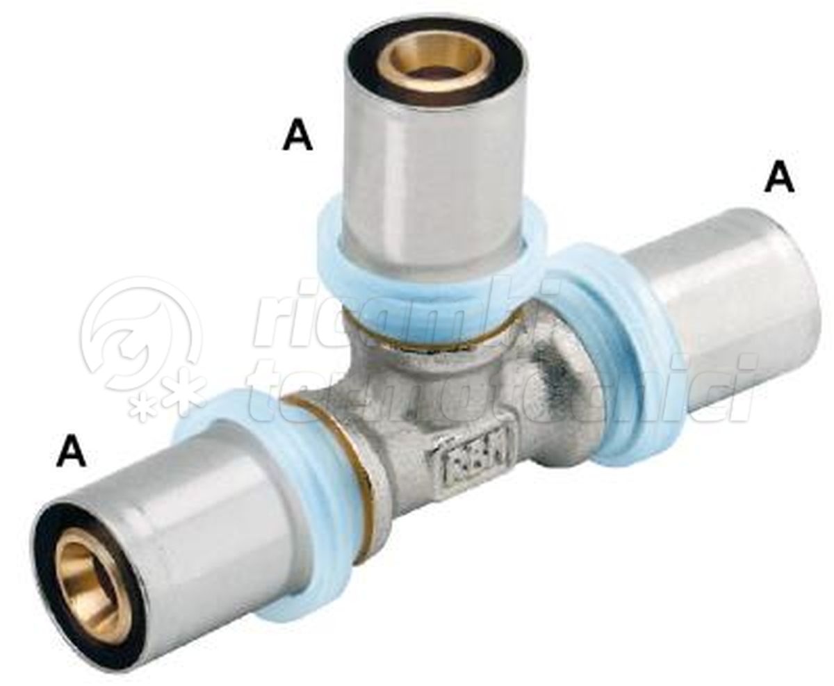 RACCORDO A PRESSARE PER TUBO MULTISTRATO A  "T" INTERMEDIO 40X3,5