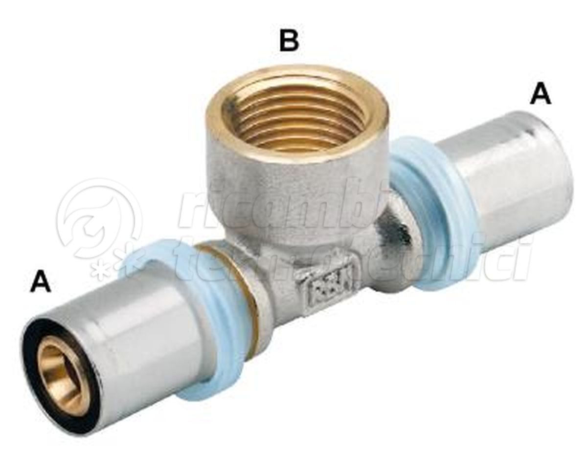 RACCORDO A PRESSARE PER TUBO MULTISTRATO A "T" ATTACCO FEMMINA CENTRALE GAS 32X3-1"F-32X3