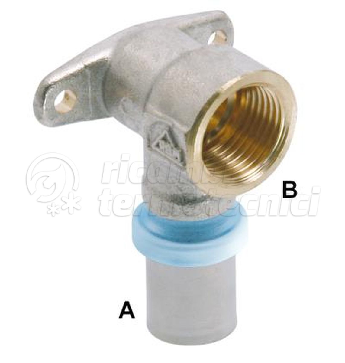 RACCORDO A PRESSARE PER TUBO MULTISTRATO GOMITO FLANGIATO 16X2-1/2"F