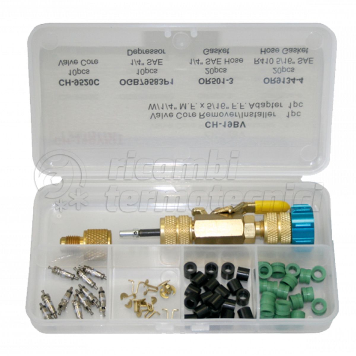 KIT ESTRATTORE VALVOLE 1/4" E 5/16" SAE CON GUARNIZIONI, DEPRESSORI, VALVOLE