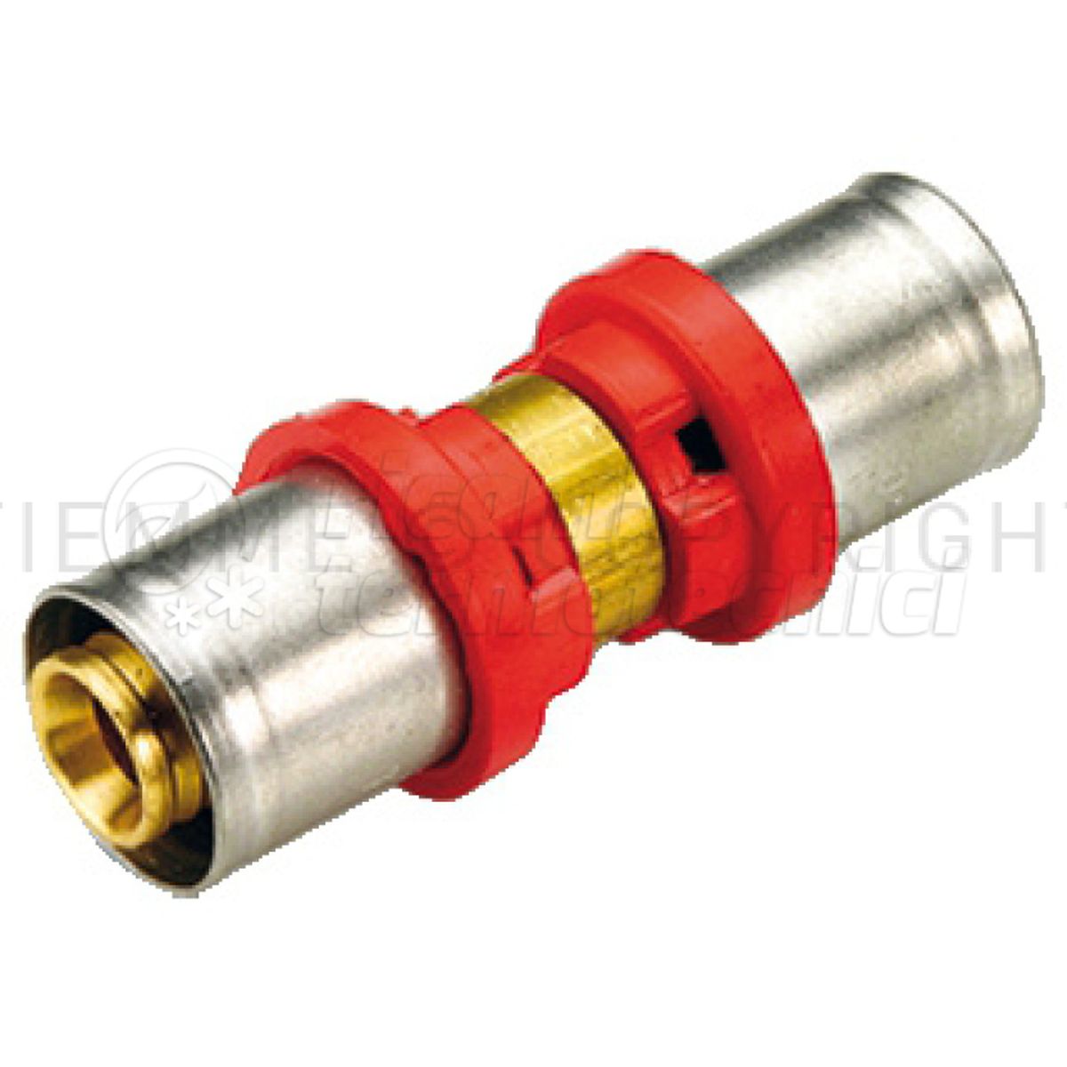 RACCORDO A PRESSARE PER TUBO MULTISTRATO DIRITTO DOPPIO RIDOTTO 18X16