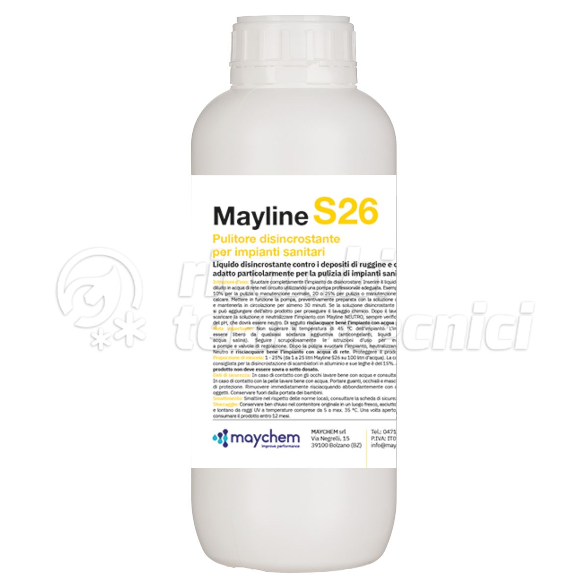 MAYCHEM MAYLINE S26 ACIDO CONCENTRATO PER PULIZIA IMPIANTI SANITARI BOTTIGLIA DA 1 LT