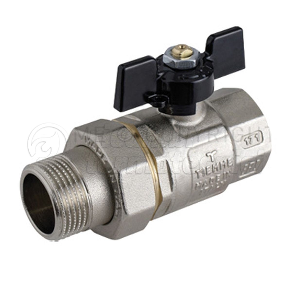 2472 VALVOLA SFERA NI BURAN ORING PER COLL 1" ISO228 LEVA FARF NERA MF C/BOCC