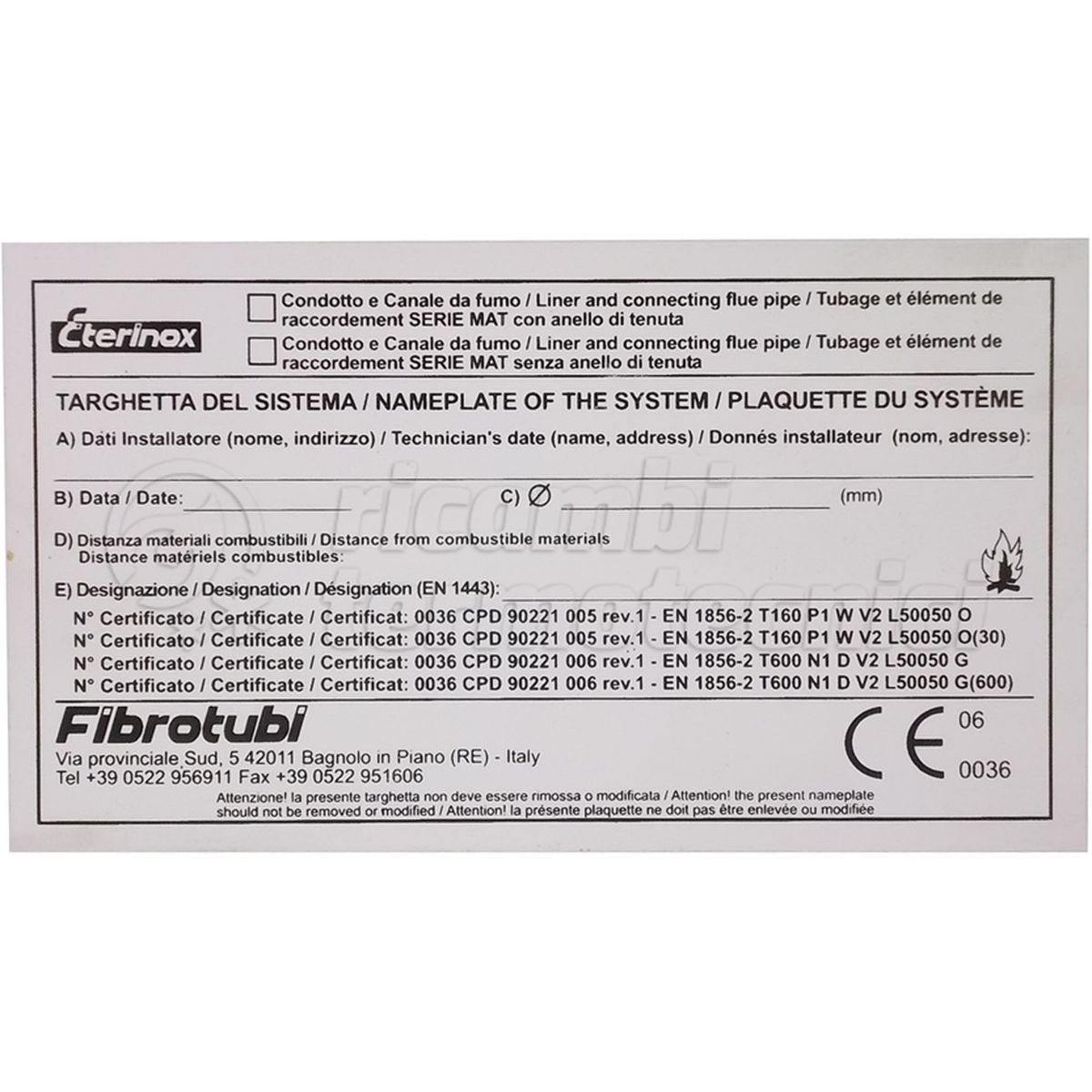 TAR. IDENTIFICATIVA SISTEMA D.P RAME