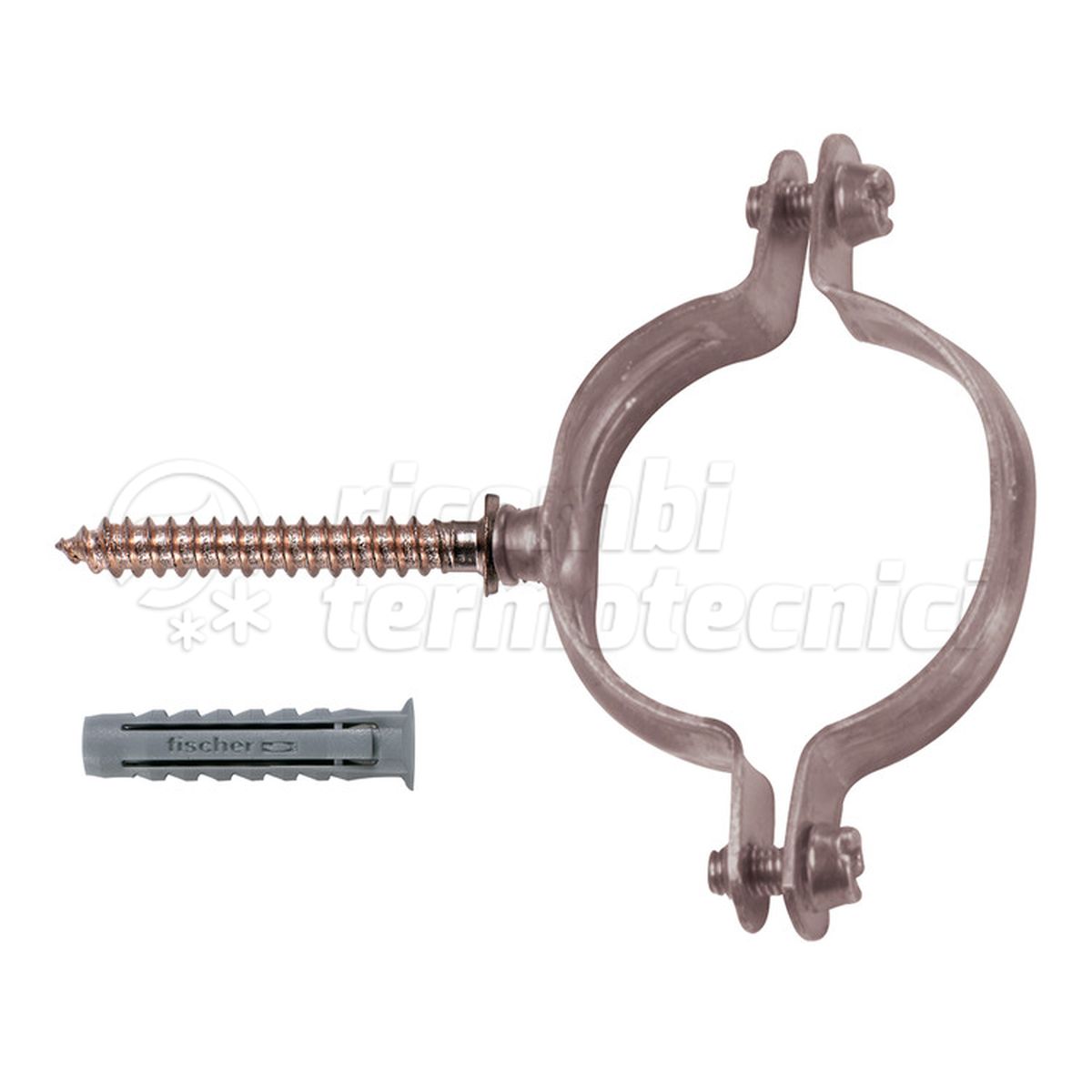 COLLARE PER TUBO IN RAME CON VITI LATERALI PREMONTATE CUV Ø22 FISCHER