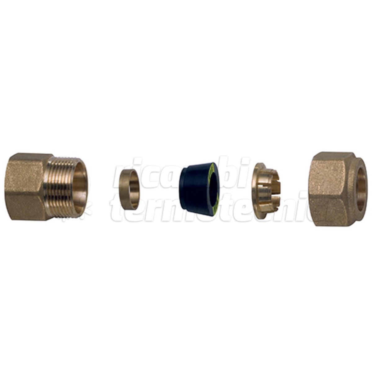 NIPLES FEMMINA  C/ KIT TENUTA PER TUBO RAME 1/2''X 16