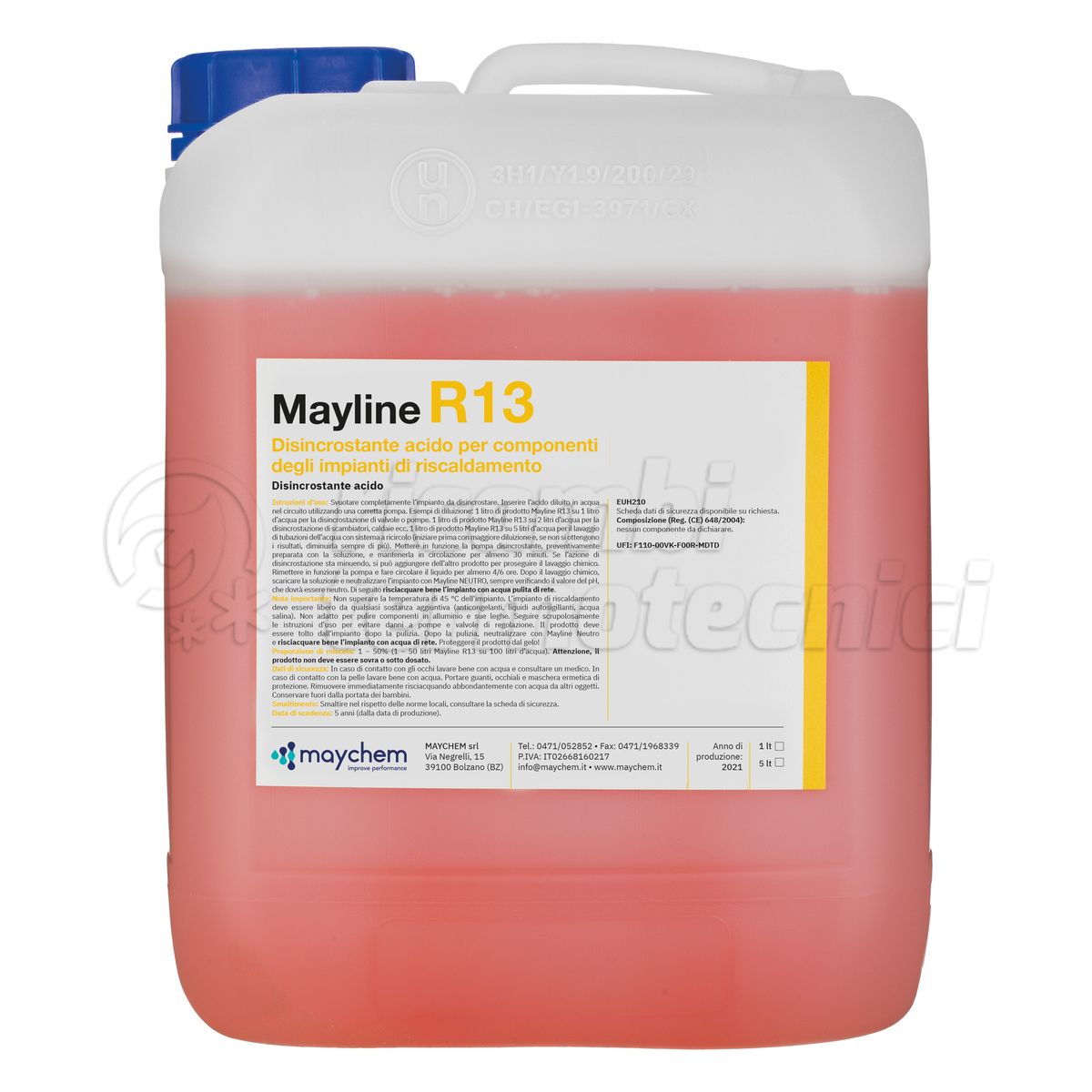 MAYCHEM MAYCHEM MAYLINE R13 DISINCROSTANTE ACIDEO CONTRO INCROSTAZIONI DI CALCARE E RUGGINE 5 LT