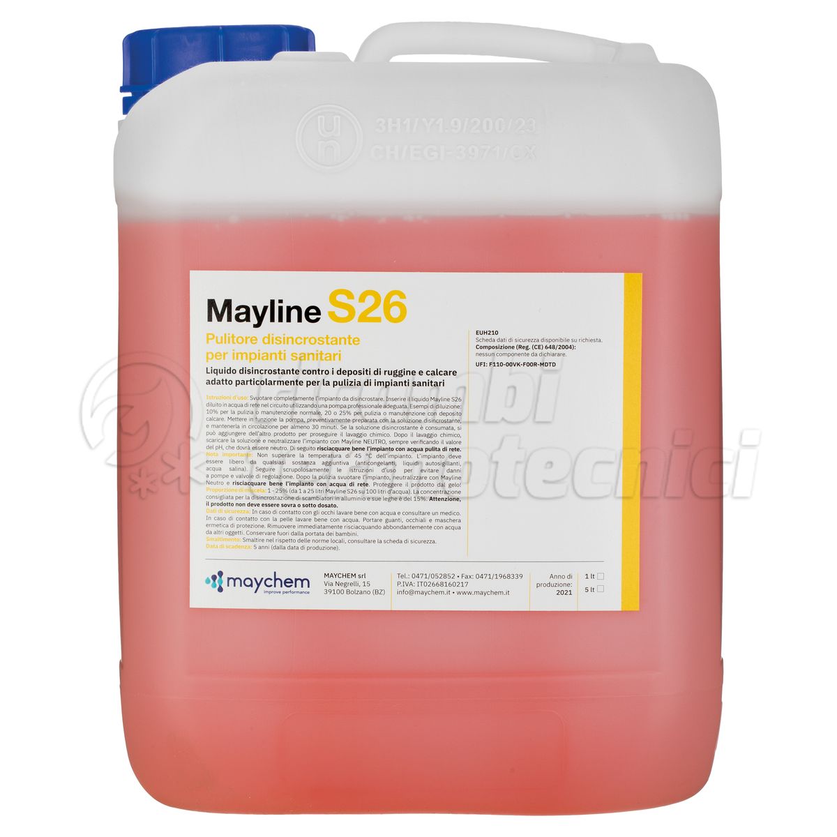 MAYCHEM MAYLINE S26 ACIDO CONCENTRATO PER PULIZIA IMPIANTI SANITARI TANICA DA 5 LT