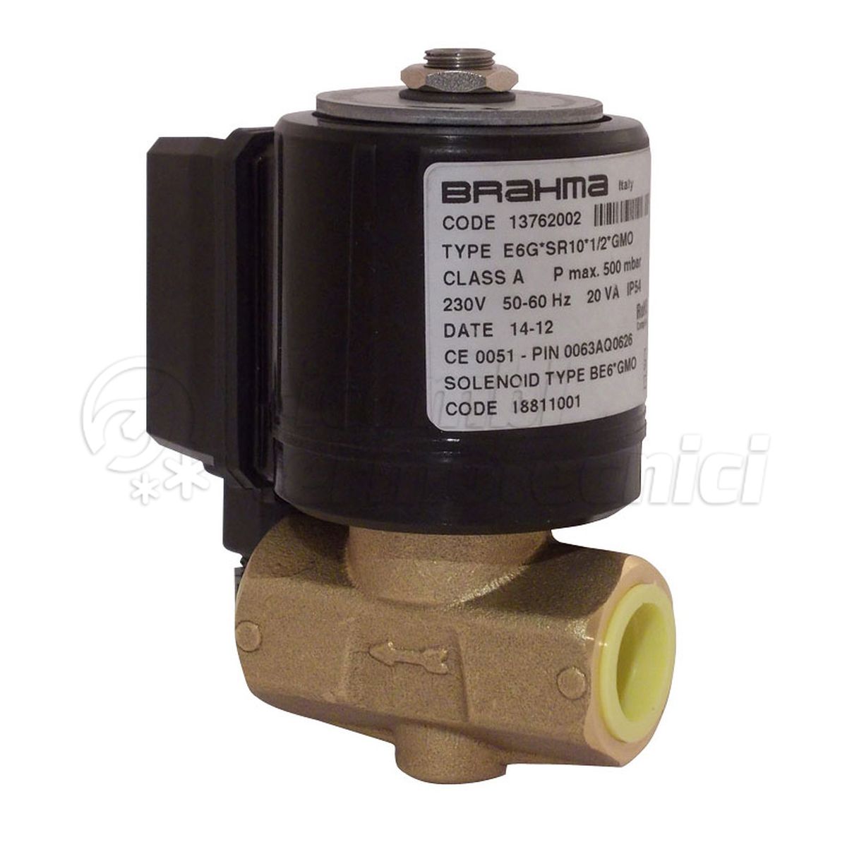 ELETTROVALVOLA GAS BRAHMA E6/G 51G 1/2"FF N.C.