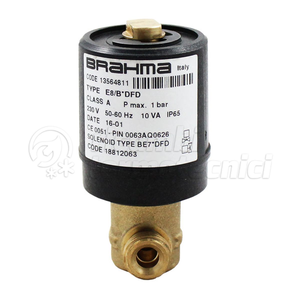 ELETTROVALVOLA GAS BRAHMA E8/B D3C 1/4"MM N.C.