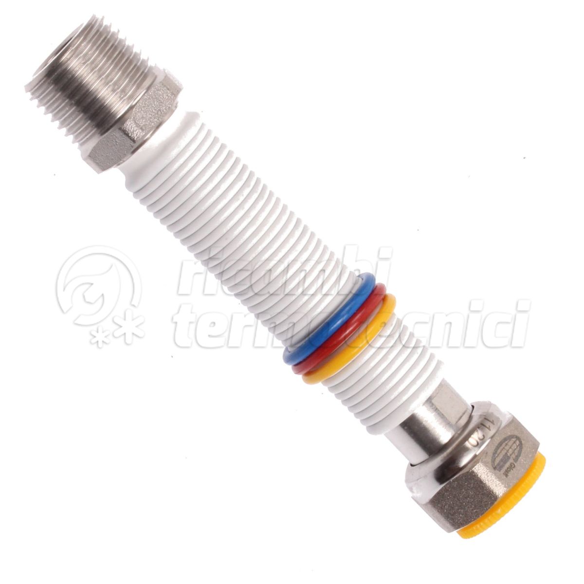 GIUNTI ESTENSIONE INOX  PER ACQUA E GAS  1/2" MF 100-200 MM RIVESTITO BIANCO 