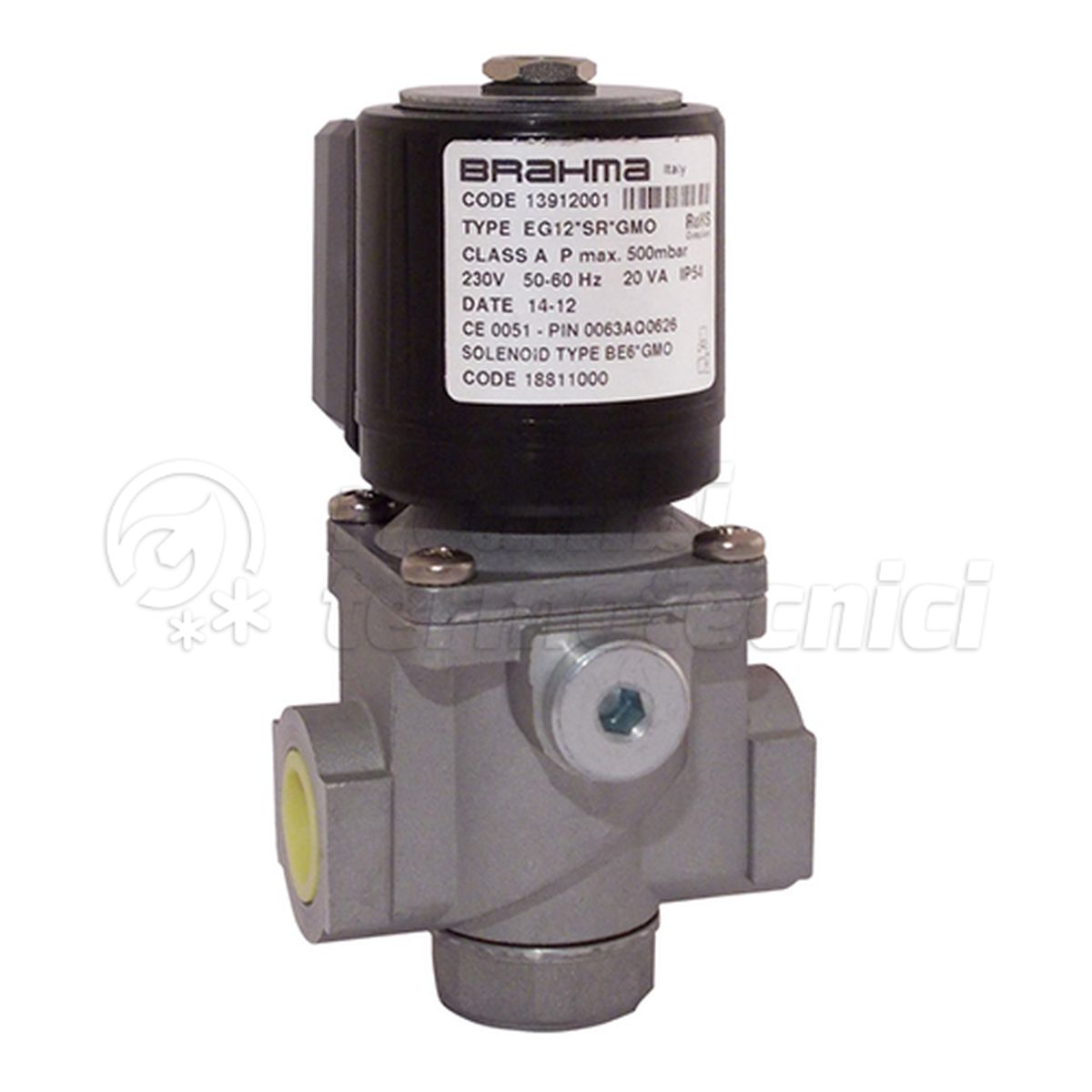 ELETTROVALVOLA GAS BRAHMA 1/2"FF N.C. C/REG