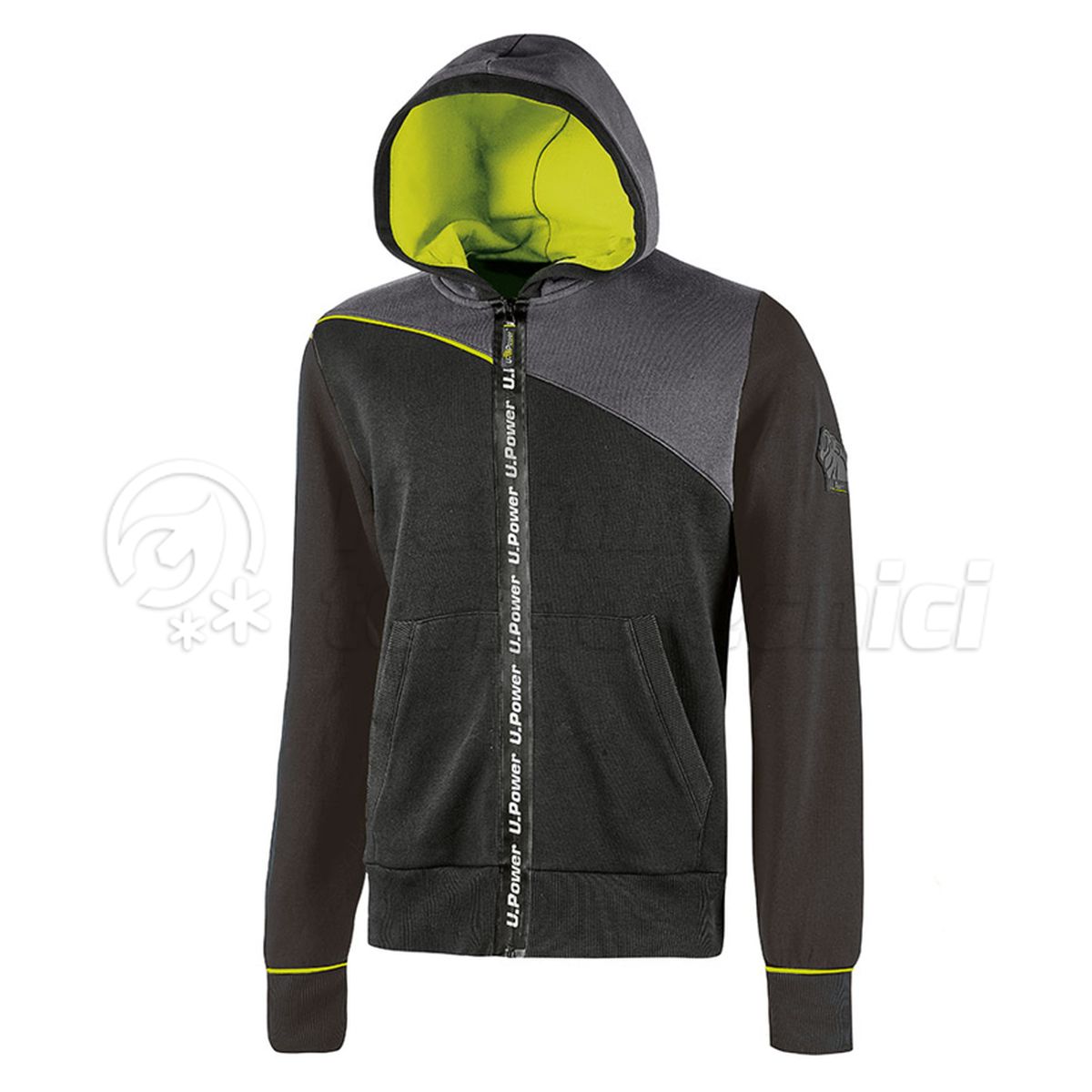 U-POWER FELPA FULL-ZIP CON CAPPUCCIO MOD. JUPITER BLACK CARBON TAGLIA M