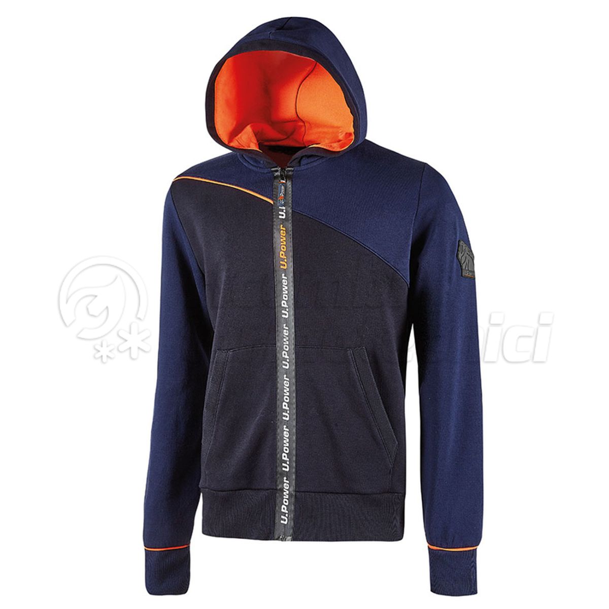 U-POWER FELPA FULL-ZIP CON CAPPUCCIO MOD. JUPITER DEEP BLUE TAGLIA XL
