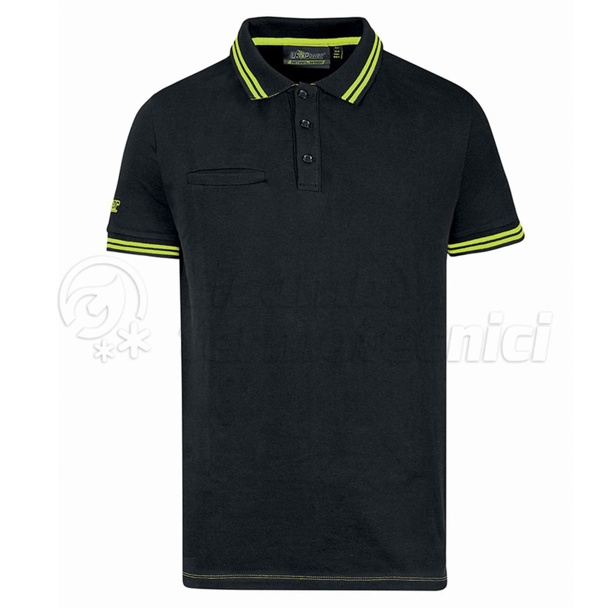 U-POWER POLO MANICA CORTA SLIM FIT  MOD WAY BLACK CARBON TAGLIA XXXXL