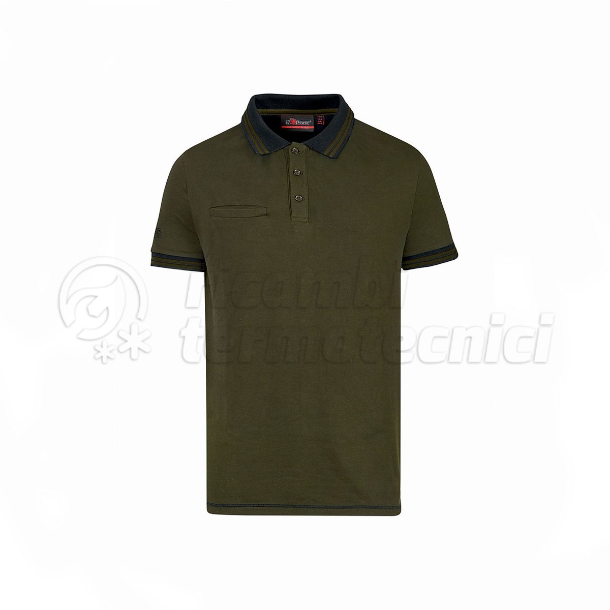 U-POWER POLO MANICA CORTA SLIM FIT  MOD WAY DARK GREEN TAGLIA L