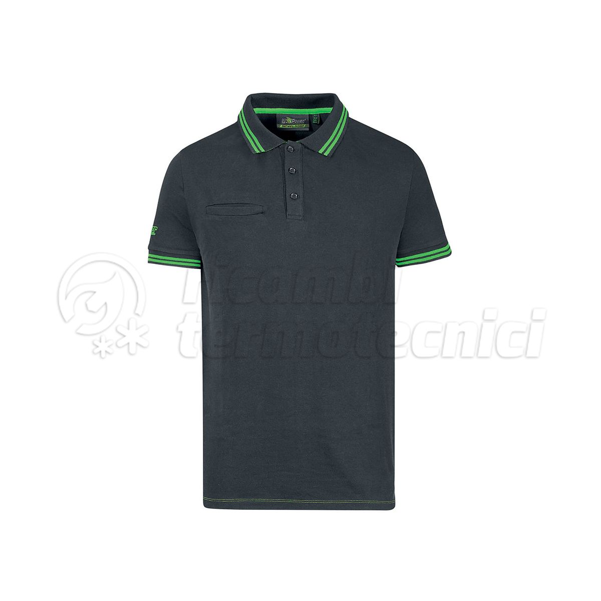 U-POWER POLO MANICA CORTA SLIM FIT  MOD WAY ASPHALT GRAY TAGLIA XL