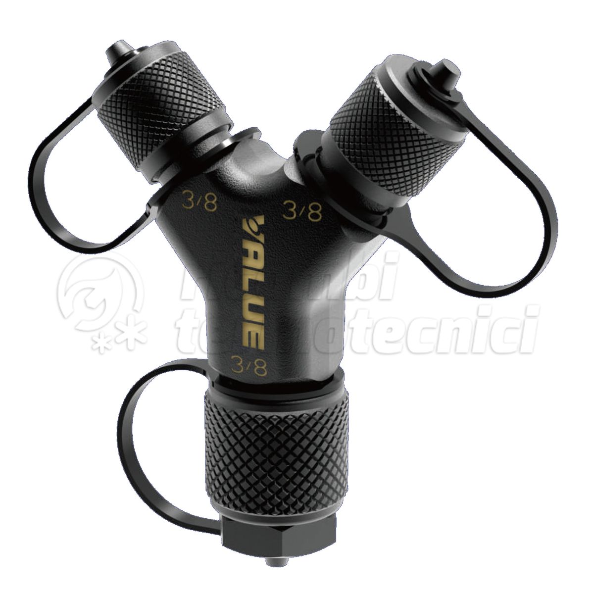 RACCORDO A Y PER ALTO VUOTO E RECUPERO RAPIDO INGR. 3/8''SAE F E DOPPIA USCITA 3/8''SAE M