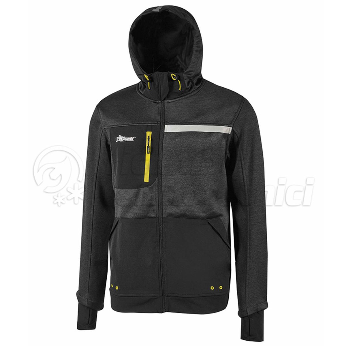 U-POWER FELPA FULL-ZIP GALAXY FU275BC BLACK CARBON TAGLIA L
