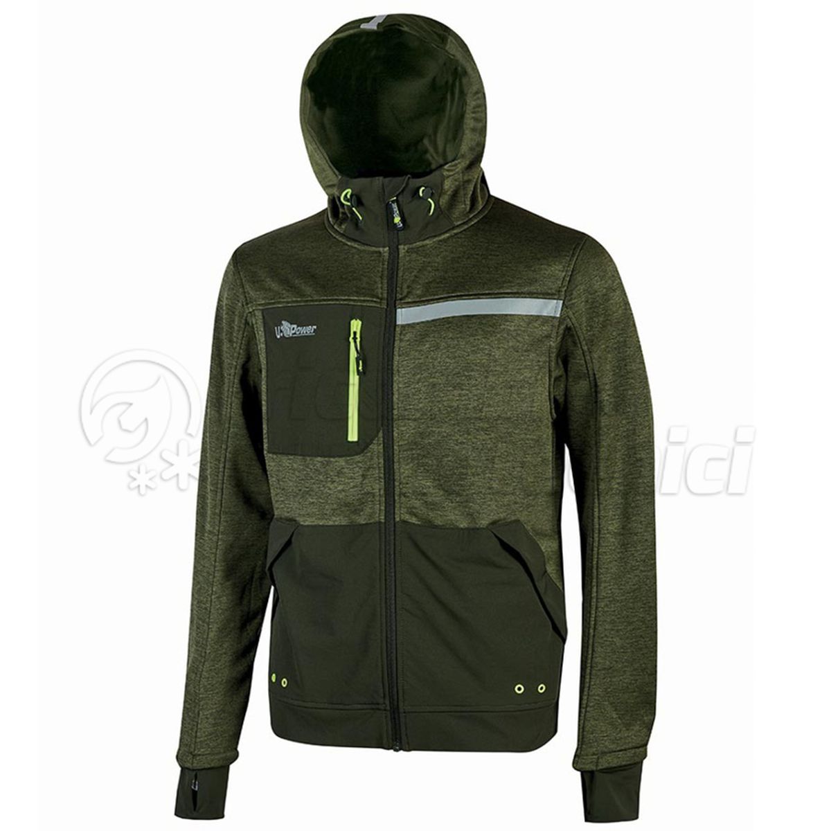U-POWER FELPA FULL-ZIP GALAXY FU275DG DARK  GREEN TAGLIA M
