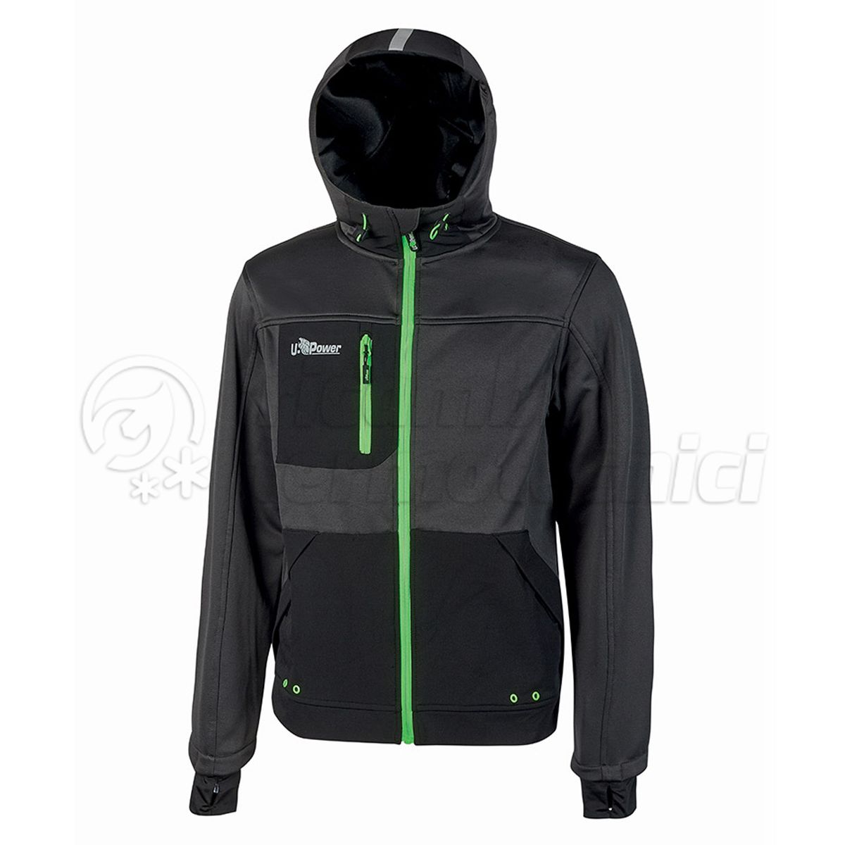 U-POWER FELPA FULL-ZIP GALAXY FU275RL ASPHALT GREY GREEN TAGLIA XL