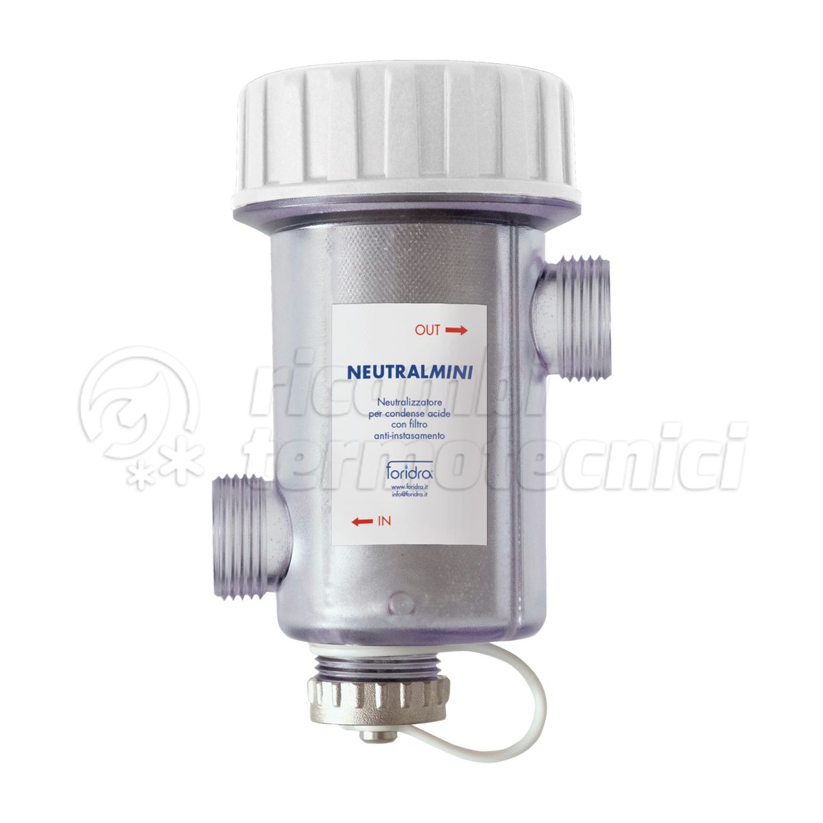 FORIDRA NEUTRAL MINI - NEUTRALIZZATORE DI CONDENSA PER CALDAIE MURALI CON PORTAGOMMA E STAFFA 