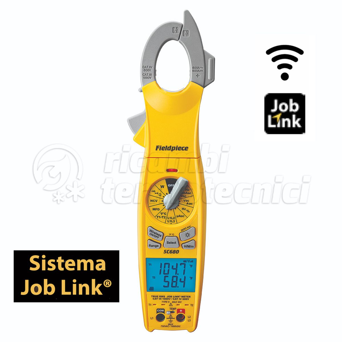 FIELDPIECE USA-SC680 INT-PINZA AMPEROMETRICA WIRELESS-RAPPORTO DI TARATURA INCLUSO