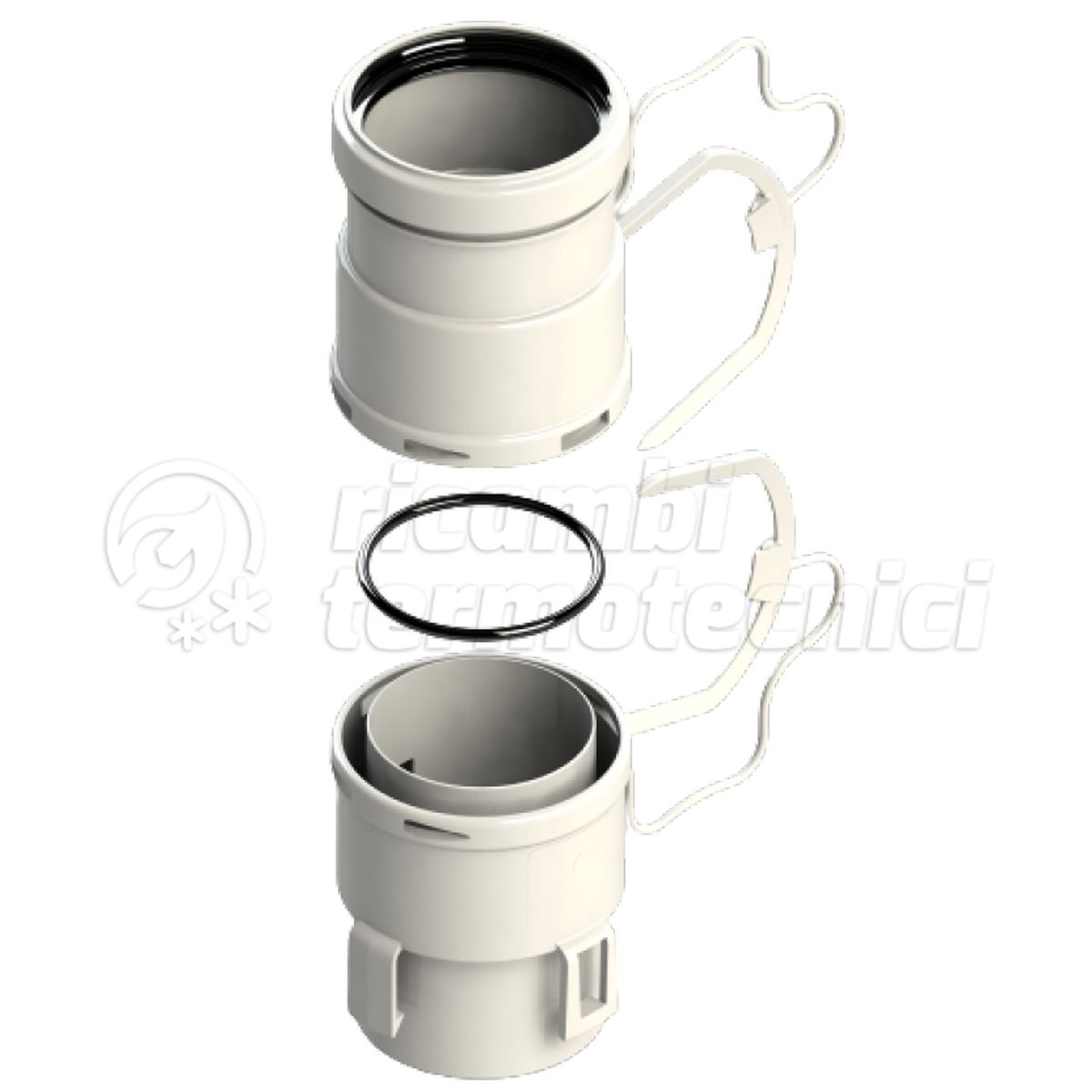 COPPIA ADATTATORI PER TUBO FLEX D100 - 1 MASCHIO + 1 FEMMINA CON GUARN.