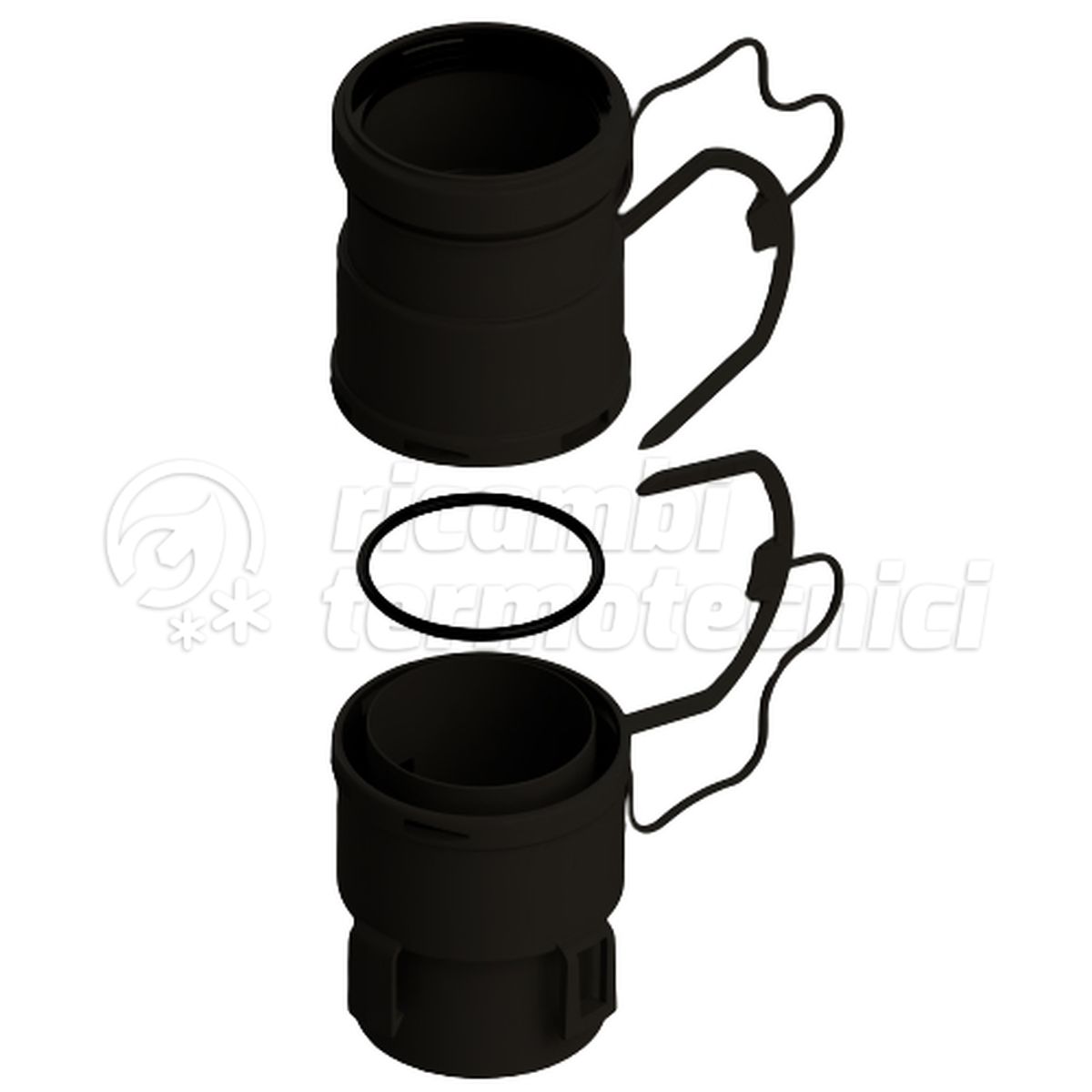 COPPIA ADATTATORI PER TUBO FLEX D60 - 1 MASCHIO + 1 FEMMINA CON GUARN. - NERO