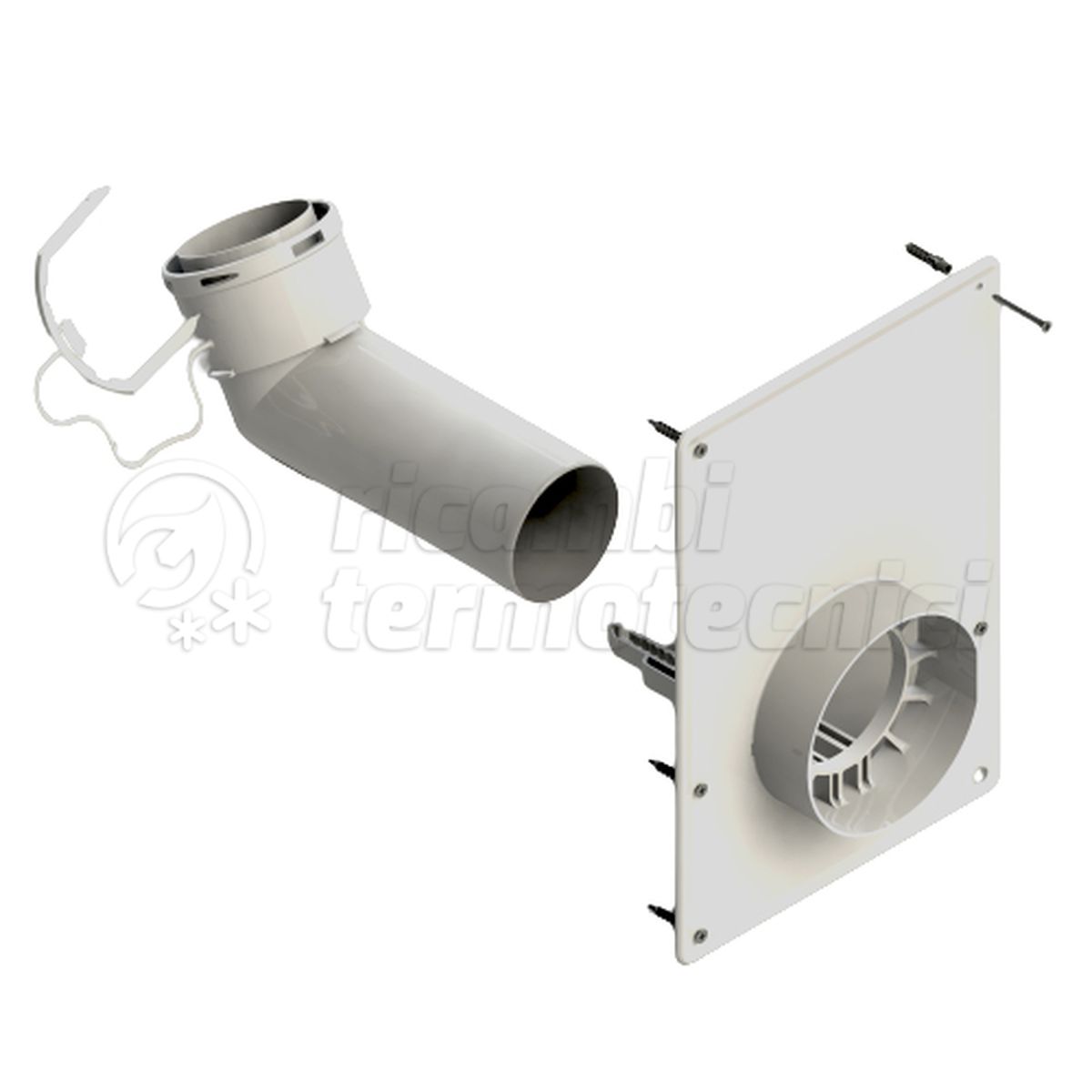 CURVA DI SUPPORTO 45° PPH 60 CON ROSONE USCITA MURO