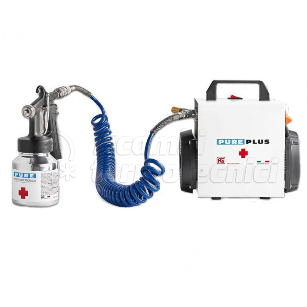 KIT SANIFICAZIONE AMBIENTI PUREPLUS :COMPLETO DI:
SPIRALE 5MT. PISTOLA CON VAPORIZZATORE