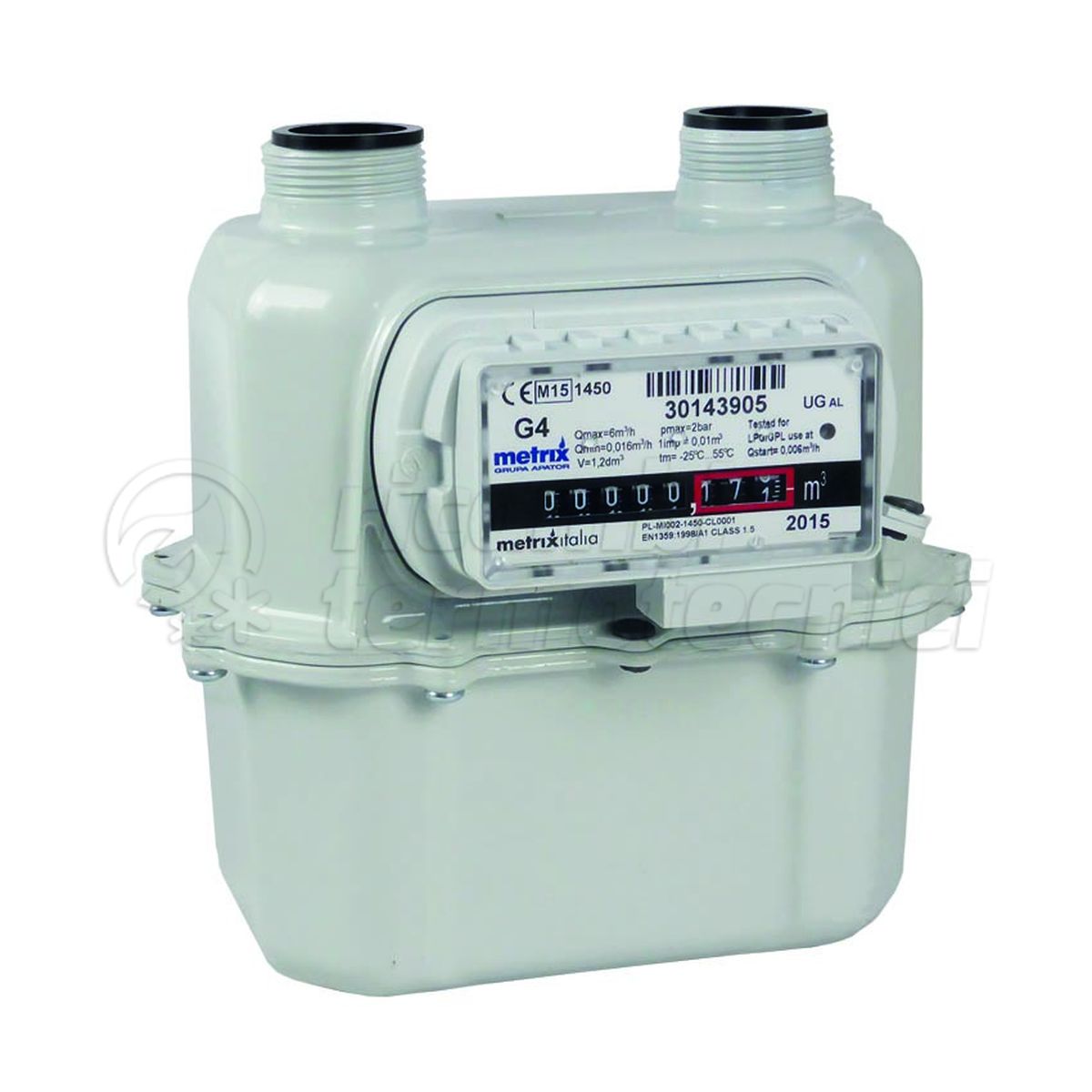 CONTATORE GAS FISCALE CERTIFICATO MID S1 AL G4 MC/H 6 1"1/4