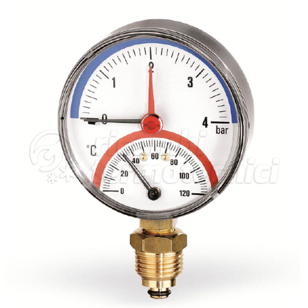 TERMOIDROMETRO DA 80 ATTACCO RADIALE 0-6 BAR