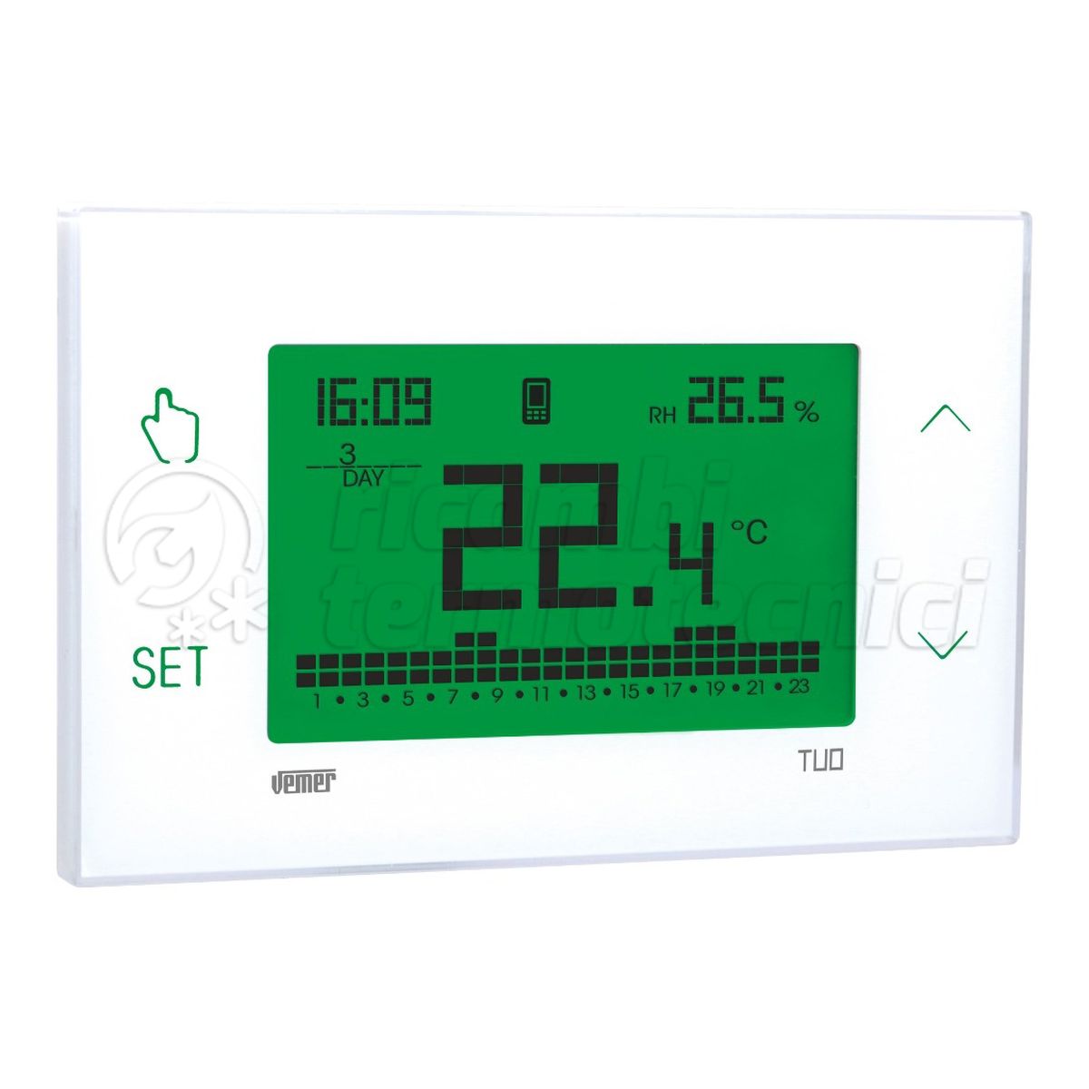 VEMER CRONOTERMOSTATO TUO TOUCH-SCREEN SETT. DA PARETE BIANCO 4G 230V