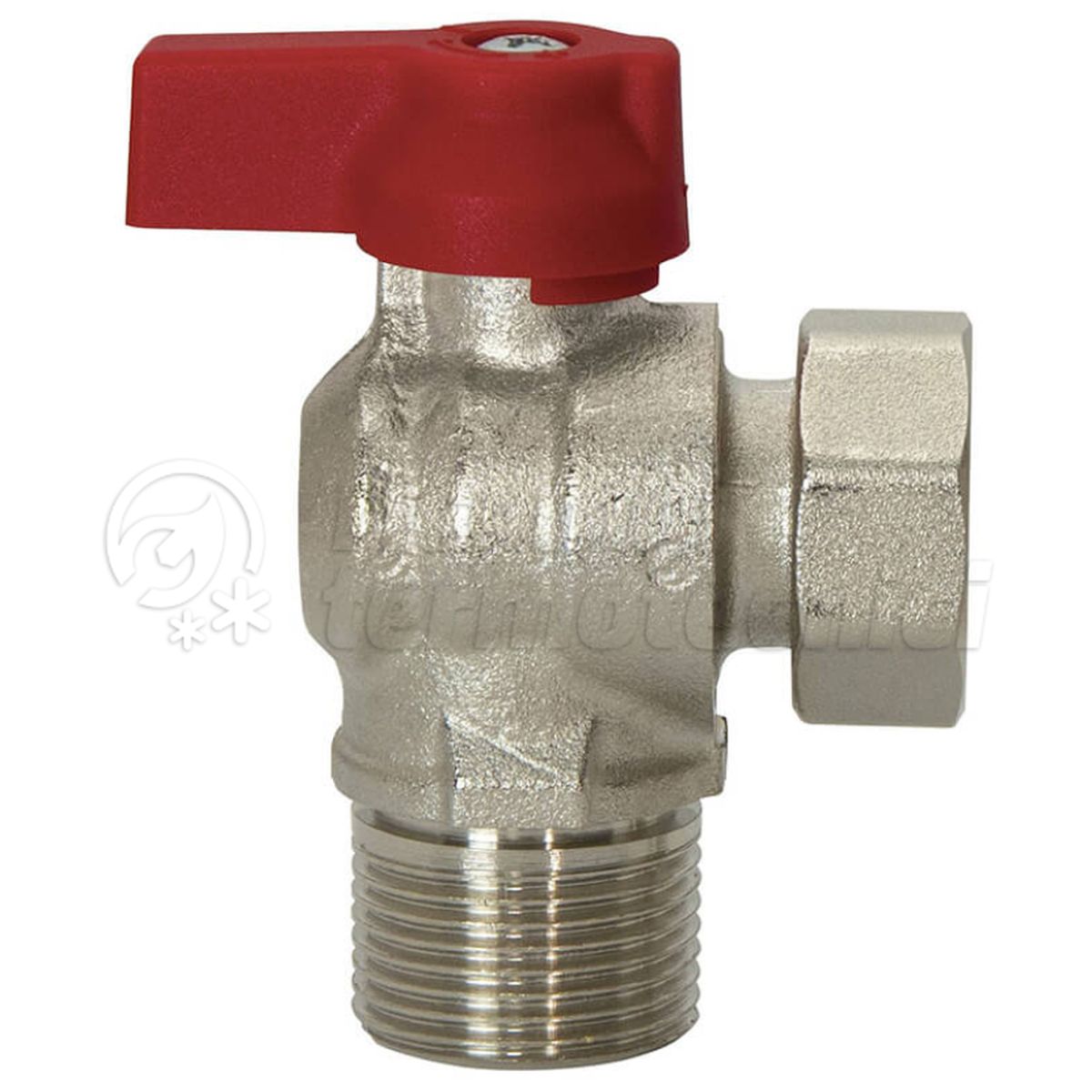 VALVOLA SFERA A SQUADRA PER CALDAIA 1/2" MF CON GIRELLO - LEVA ROSSA 