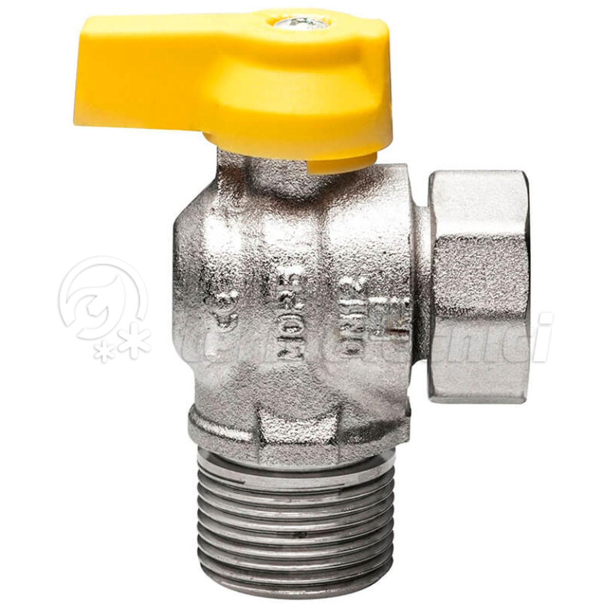 VALVOLA SFERA GAS 90°  3/4"M X 3/4"F AD ANGOLO CON GIRELLO