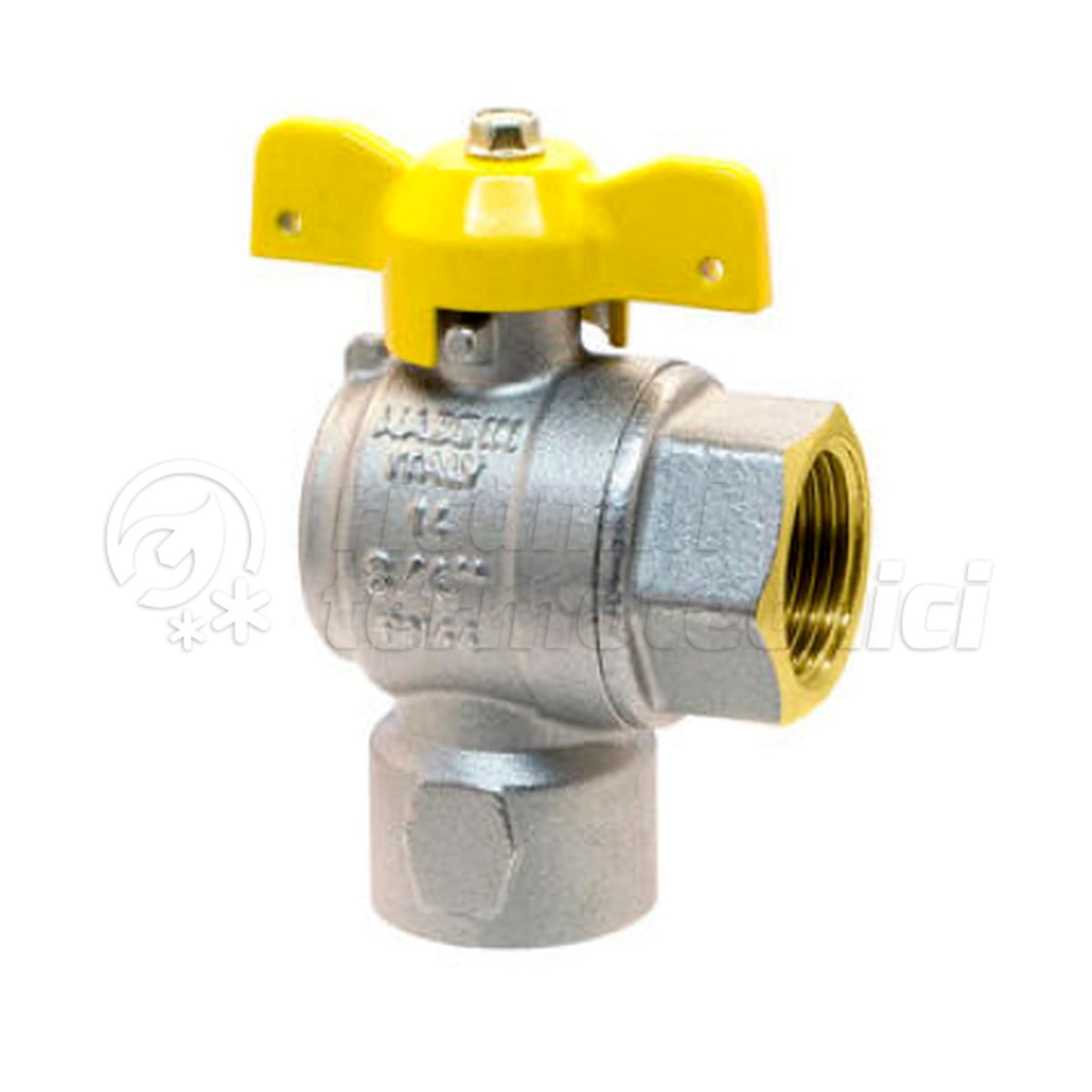 VALVOLA A SFERA PER GAS AD ANGOLO 90° 1/2 "FF