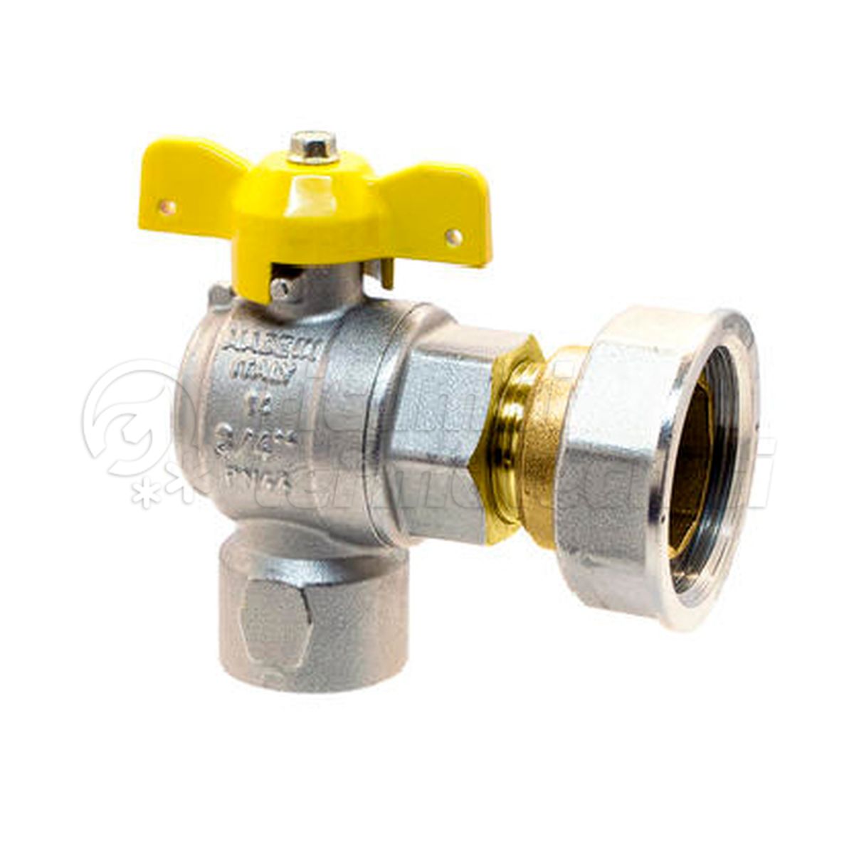 VALVOLA A SFERA X GAS A SQ. 90° 3/4"F C/RACC 1''1/4